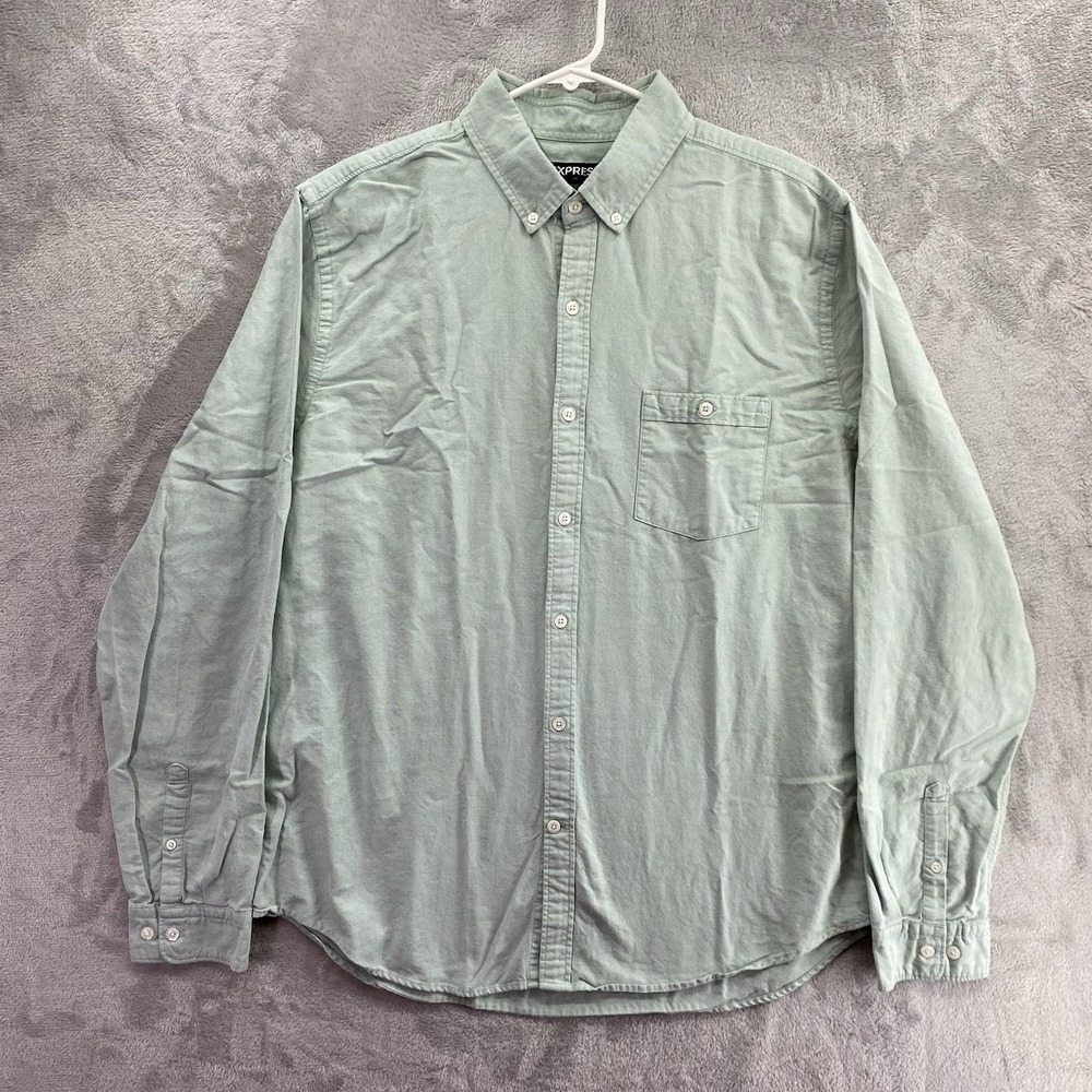 Express Sage Green Oxford Button Down Shirt Men's XL Long Sleeve